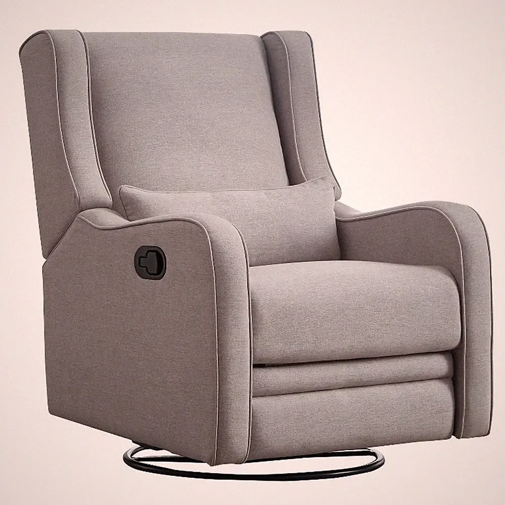 Bowery Hill Fabric Manual Swivel Glider and Recliner in Gray