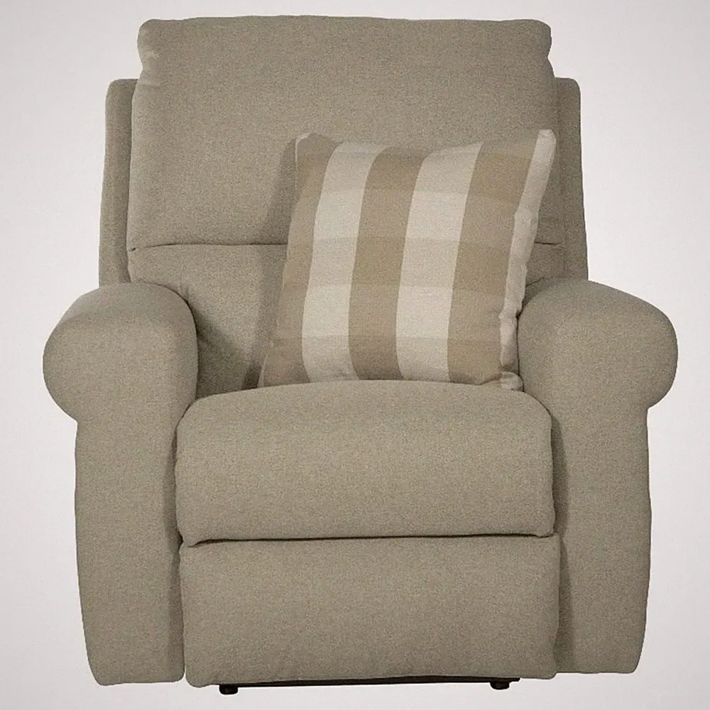 Catnapper Eastland Power Recliner in Beige Polyester Fabric with Accent Pillow