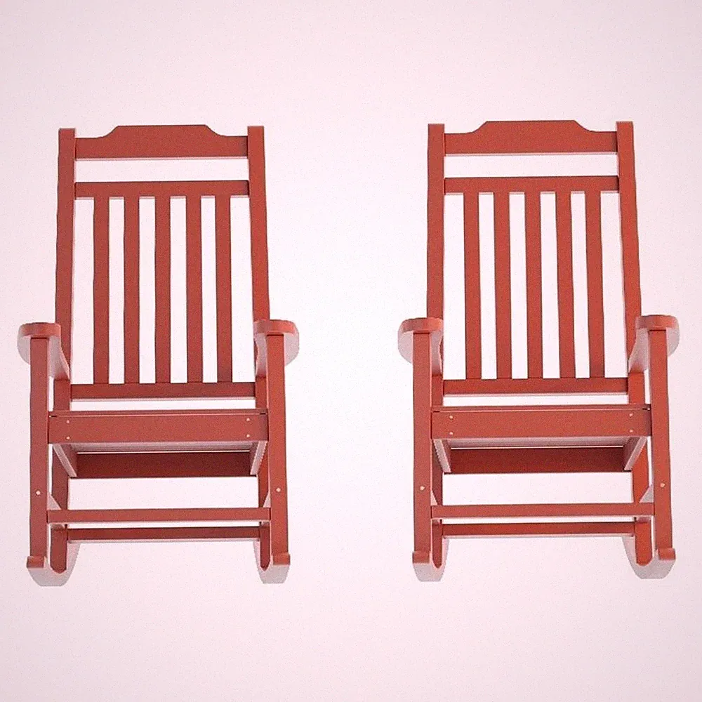 Flash Furniture Winston All-Weather Plastic Rocking Chair in Red (Set of 2)