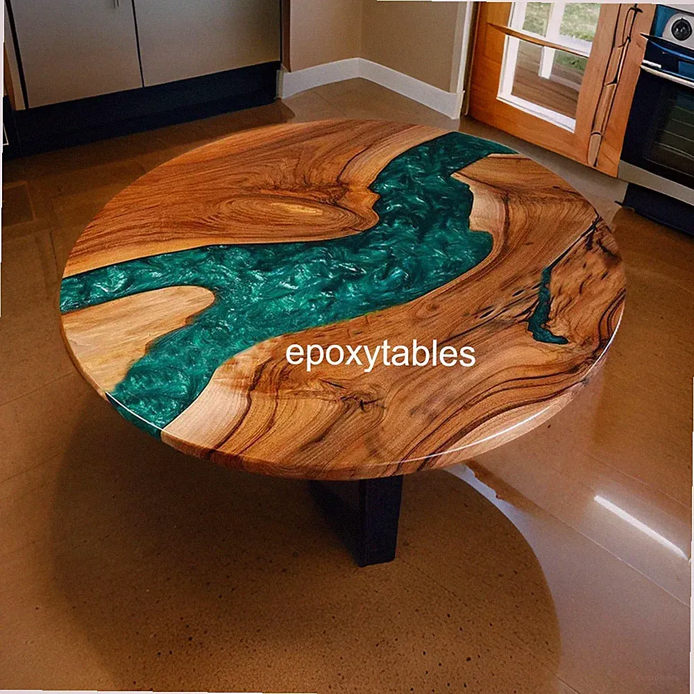 Green epoxy Resin Farmhouse Coffee Table Top Luxury Kitchen & Balcony Furniture