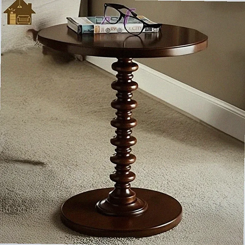 Handcrafted Wood Accent Table Farmhouse Style, 22" Height Side Table Home Decor