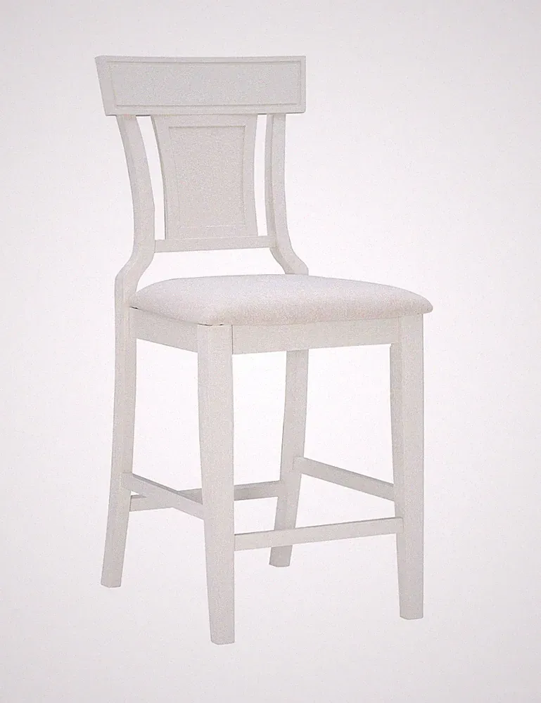 Jayme Antique White Rattan Backed Counter Stool
