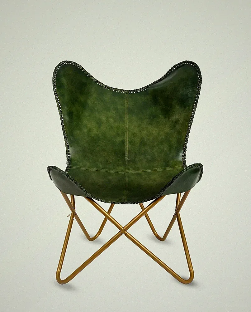 Leather Butterfly Chair Farmhouse Living Room Chair, Outdoor Relaxing Chair
