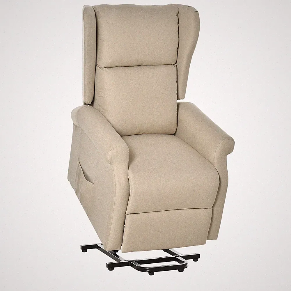 Lift Chair Power Recliner Beige Linen-Look 72.5x94x109cm Remote 135deg Reclines
