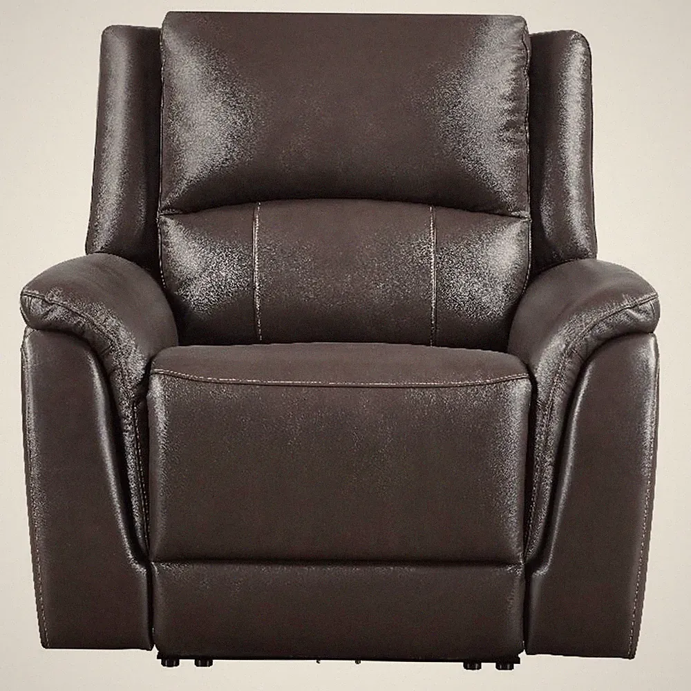 Pemberly Row Faux Leather Contemporary Power Recliner in Chocolate