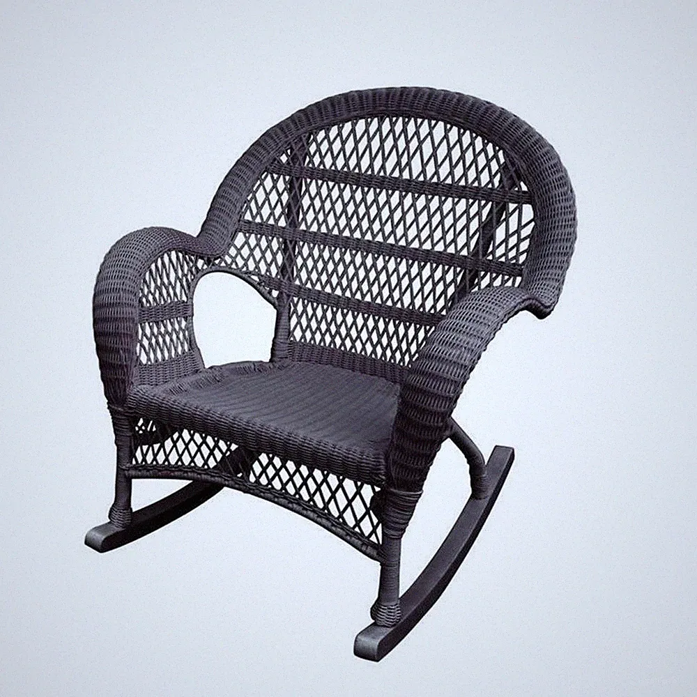 Pemberly Row Modern / Contemporary Rocker Wicker Chair in Espresso