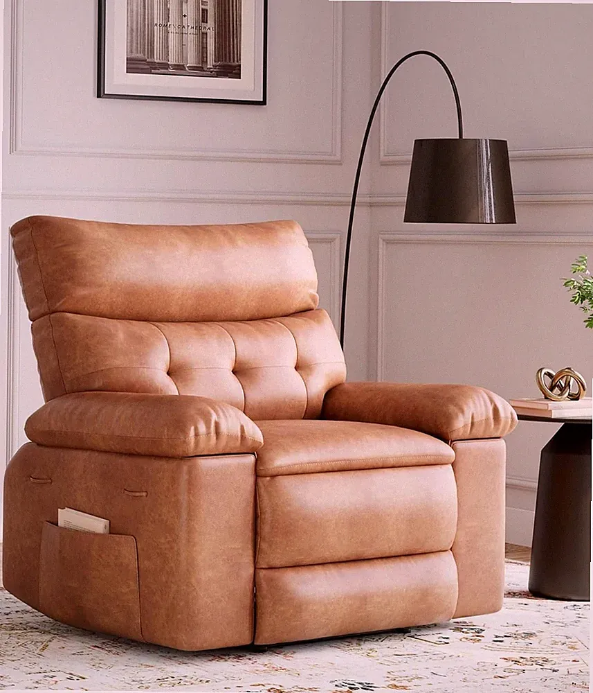 PU Leather Oversized Manual Recliner Chairs with Heat and Massage 27" Seat Width