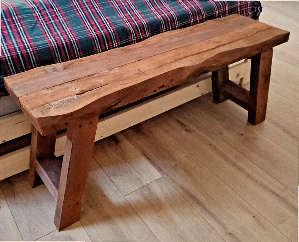 Rustic Farmhouse Coffee Table | Solid Pine Bench | Handmade Reclaimed Wood Table