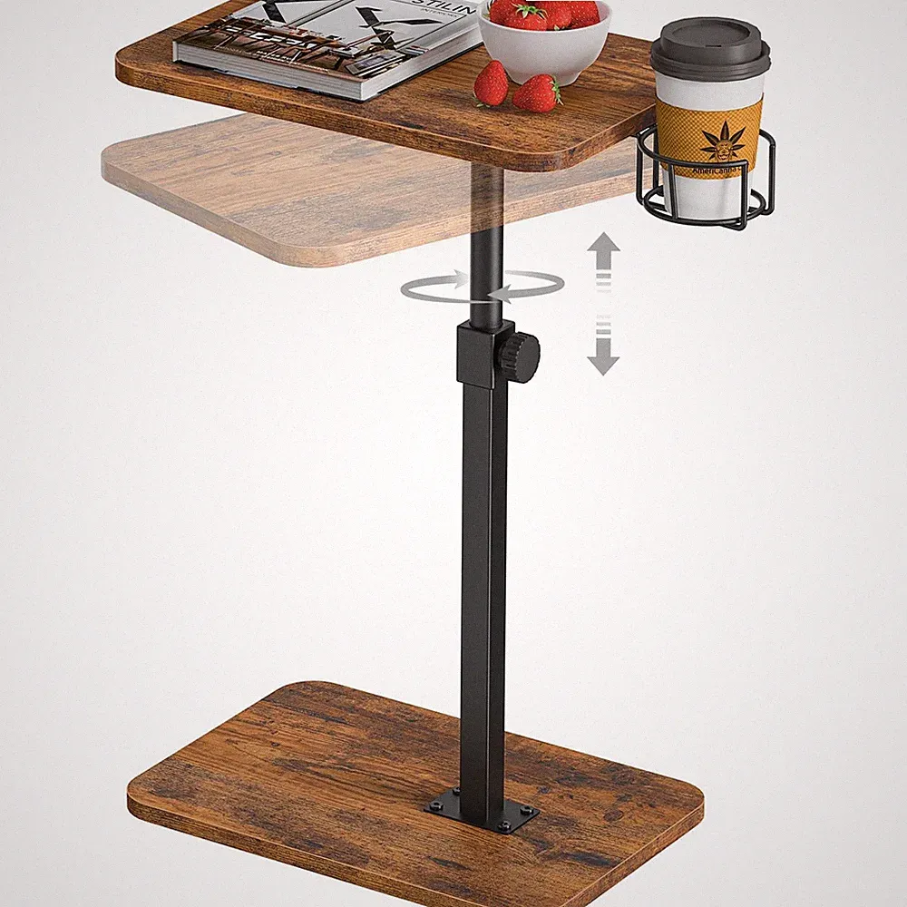 TV Tray Table, 360° Swivel Height Adjustable TV Trays for Eating on Couch,Sofa